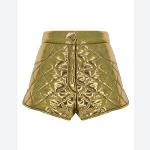 NWT La Commune Magique Gold Quilted Mini Shorts